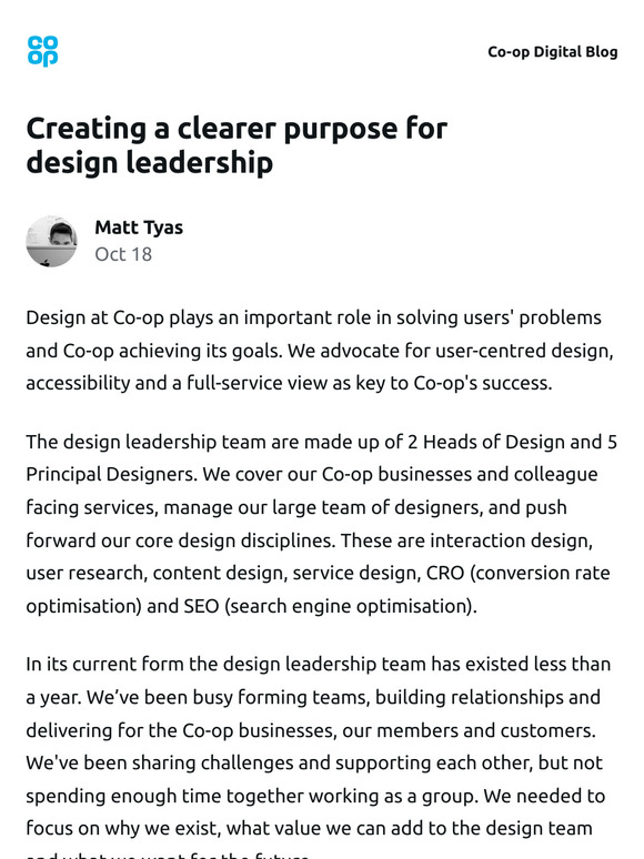 [New post] Creating a clearer purpose for design leadership