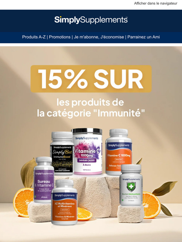 Ne manquez pas cette occasion ! 15% de réduction sur les produits de la catégorie "Immunité"