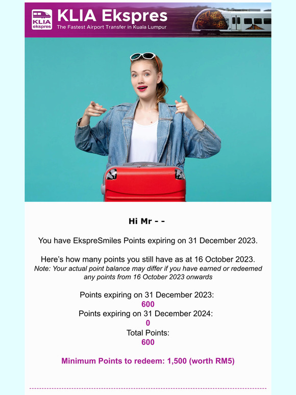 Uh oh, your EkspreSmiles Points are expiring soon!
