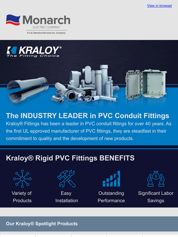 Monarch Electric 40 Years of Excellence in PVC Conduit Fittings Milled