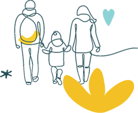 illustration of a family walking and holding hands