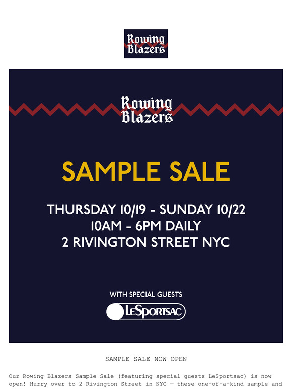 Rowing Blazers SAMPLE SALE NOW OPEN (With Special Guests LeSportsac