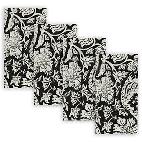 &quot;Meraki&quot; Block Print Linen Napkin (Black)
