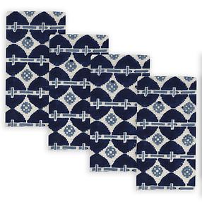 &quot;Talisman&quot; Block Print Linen Napkin (Navy)