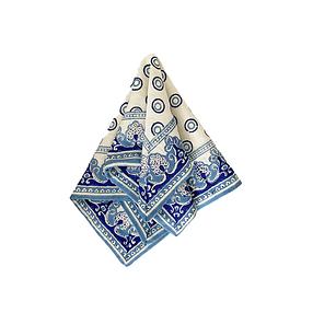 &quot;Serendipity&quot; Block Print Linen Napkin (Navy+Blue)