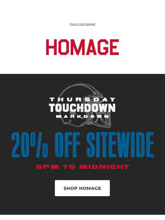 20% OFF for Thursday Night Football
