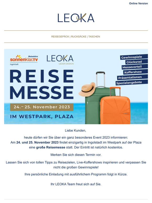 SAVE the DATE - exklusive Reisemesse in INGOLSTADT