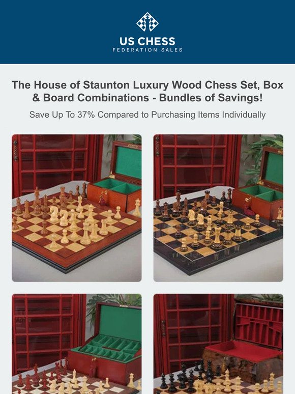 The House of Staunton Luxury Wood Chess Set, Box & Board Combinations - Bundles of Savings!