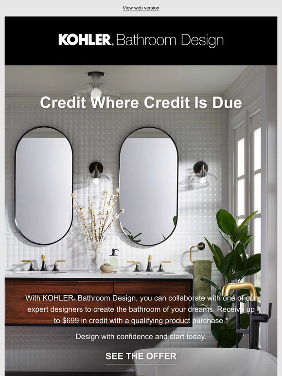 Kohler Start Your Bathroom Redesign with an Exclusive Design Credit