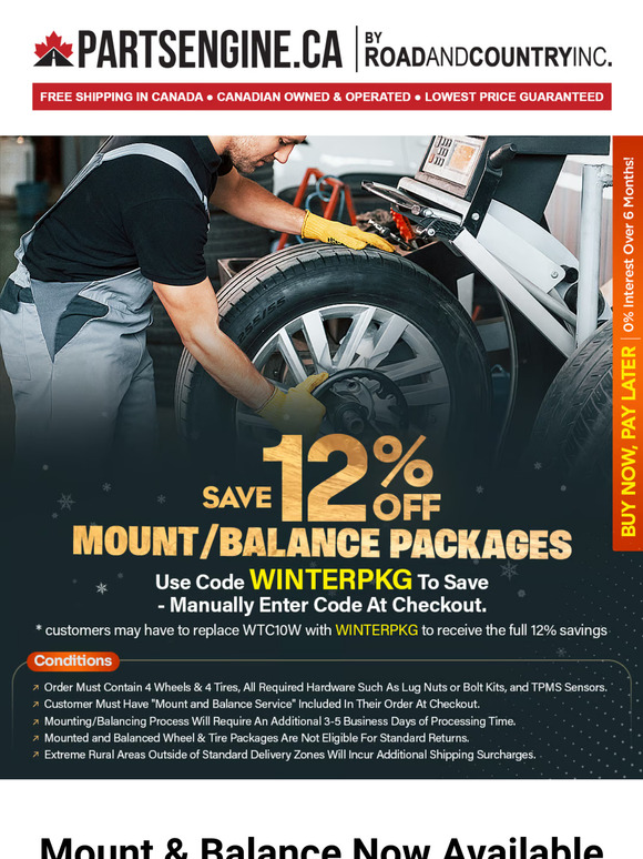 PartsEngine.ca Save 12 On Mount & Balance Wheel and Tire Packages