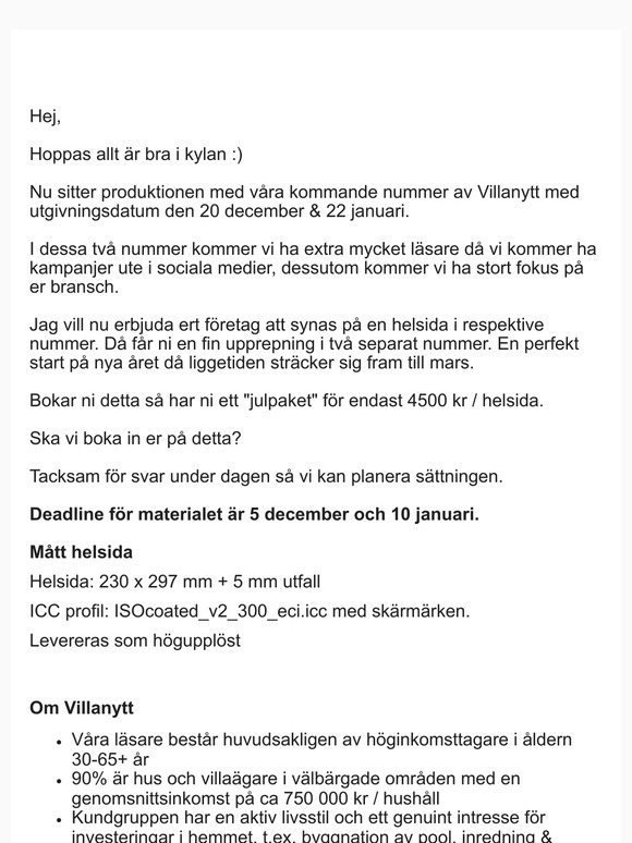 Grattis - Tidig julklapp från Villanytt!