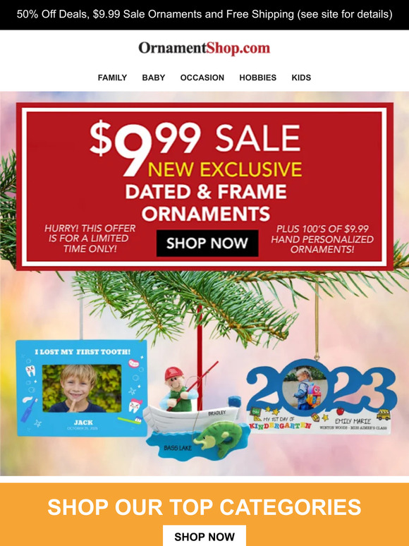 50 Off 2023 Dated Ornaments + Frame Ornaments LIMITED TIME ONLY Milled