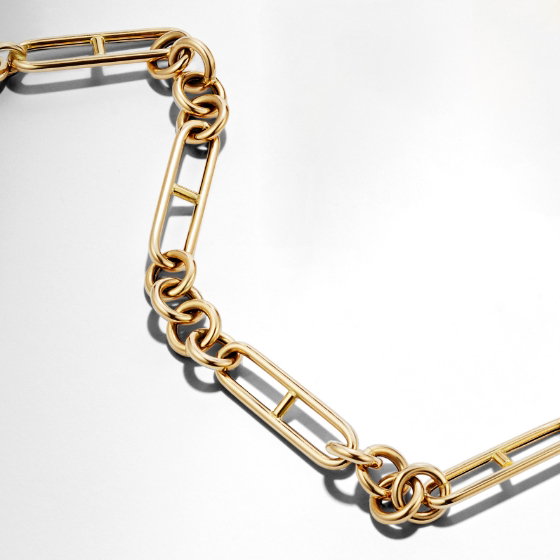 Reaura Hollow Mariner Chain Necklace Repurposed 14K Yellow Gold 18''