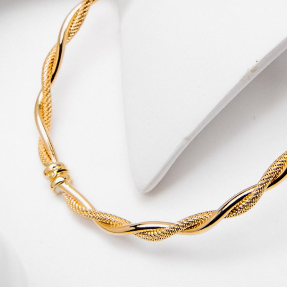 Reaura Twisted Mesh Bangle Bracelet Repurposed 14K Yellow Gold