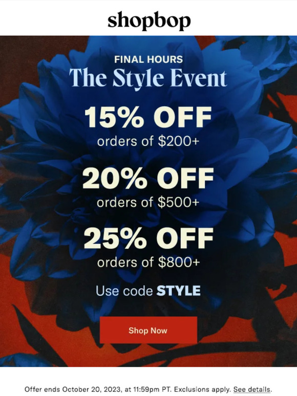 Shop Bop StyleEvent Picks