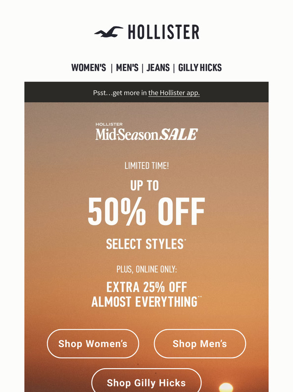 hollister 25 off coupon