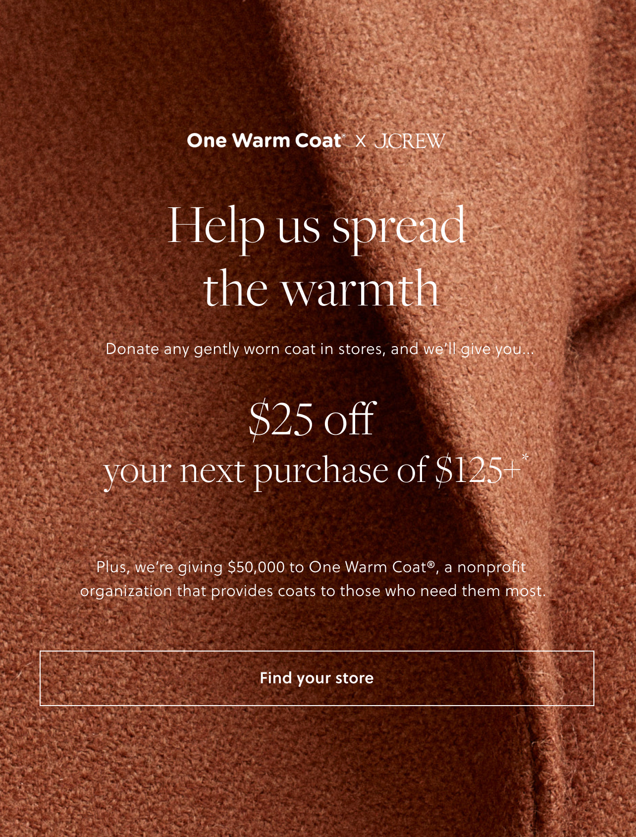 J.Crew: Help us spread the warmth with One Warm Coat
