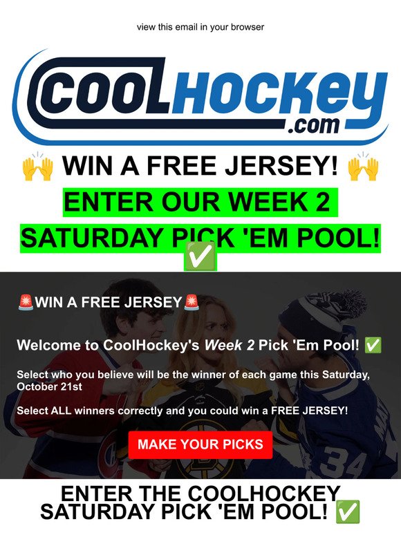 WIN A FREE JERSEY! Enter The Week 2 CH Saturday Pick 'Em Pool! ✅