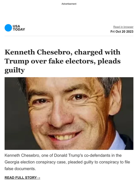 USA TODAY: Breaking: Trump Co-defendant Kenneth Chesbro Pleads Guilty ...