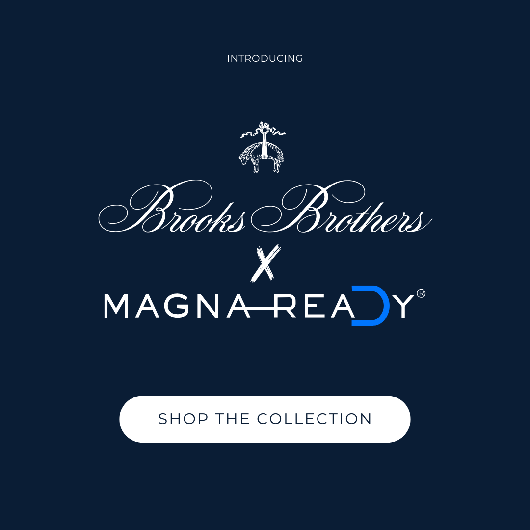 Brooks Brothers X MagnaReady Stretch Long Sleeve Blue and White Stripe