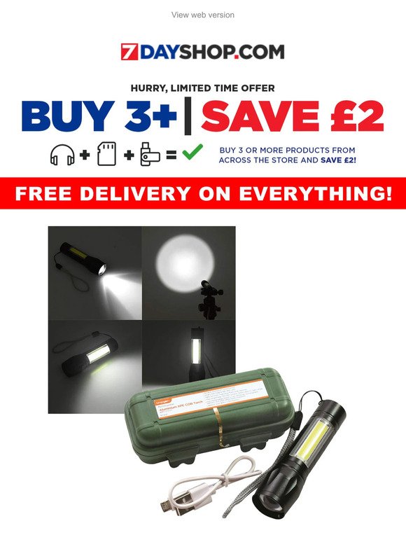 Friday Deal - Rechargeable LED Torch - Only £5.99
