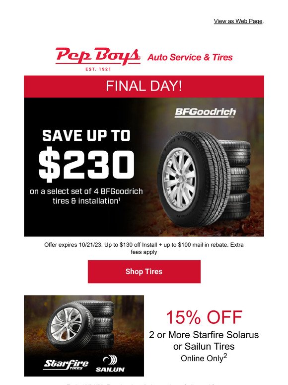 ⏰ FINAL HOURS: $230 off BFGoodrich Tires