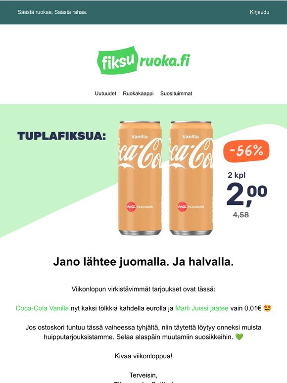 Coca-Cola -56% 😎 Pandan konvehdit -82% 🍬