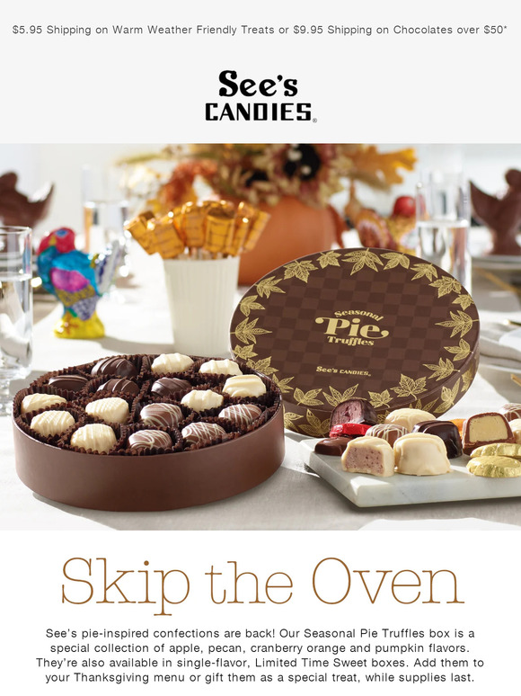See's Candies, Inc. 🥧 Limited Time Sweet Alert Pie Truffles are Back