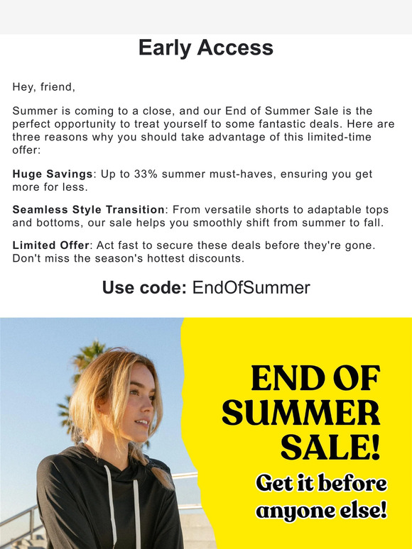 33% Off Sale End of Summer Sale