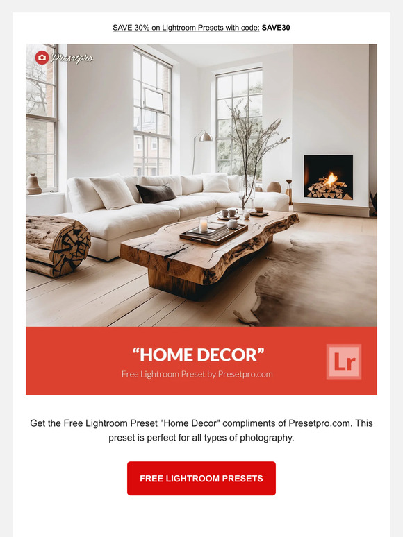 Presetpro Lightroom Presets FREE Lightroom Preset "Home Decor" Milled
