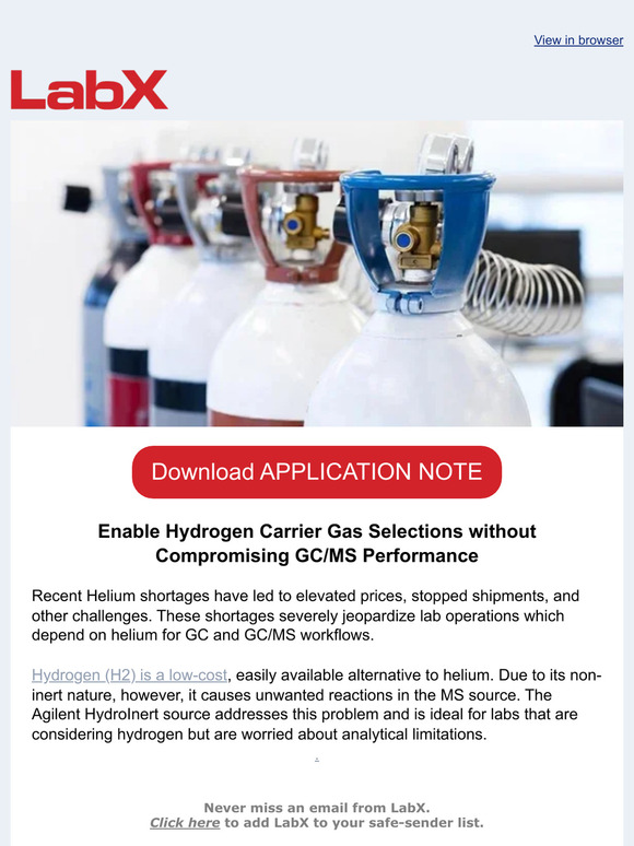 LabX: Solving the Helium Shortage: HydroInert Source for Reliable GC/MS ...