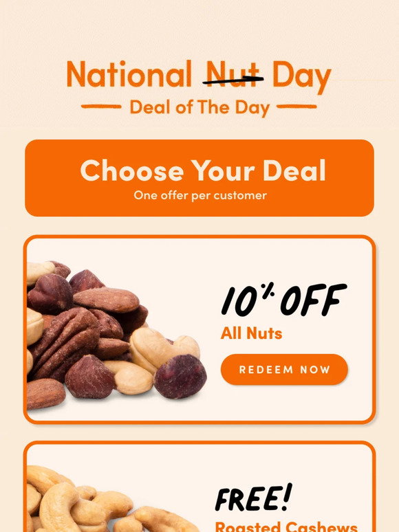 Nuts.com: Last Day of National Nut Day Savings Event 🚨 | Milled