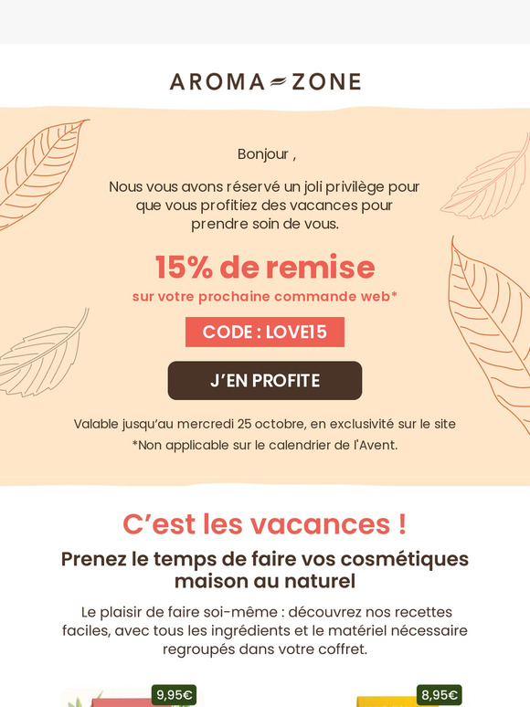 15% de remise pour profiter de vos vacances 💛