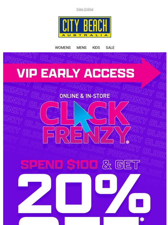 City Beach Australia CLICK FRENZY 🔑 VIP Early Access Milled