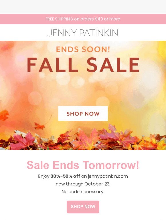 Don't Miss Out on our 30%-50% Off Fall Sale! 🍂