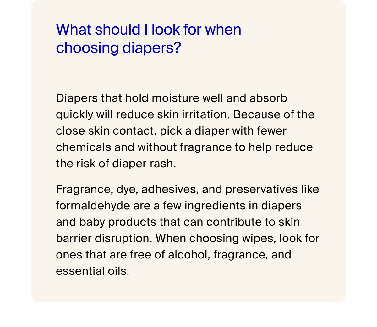 What should I look for when choosing diapers?