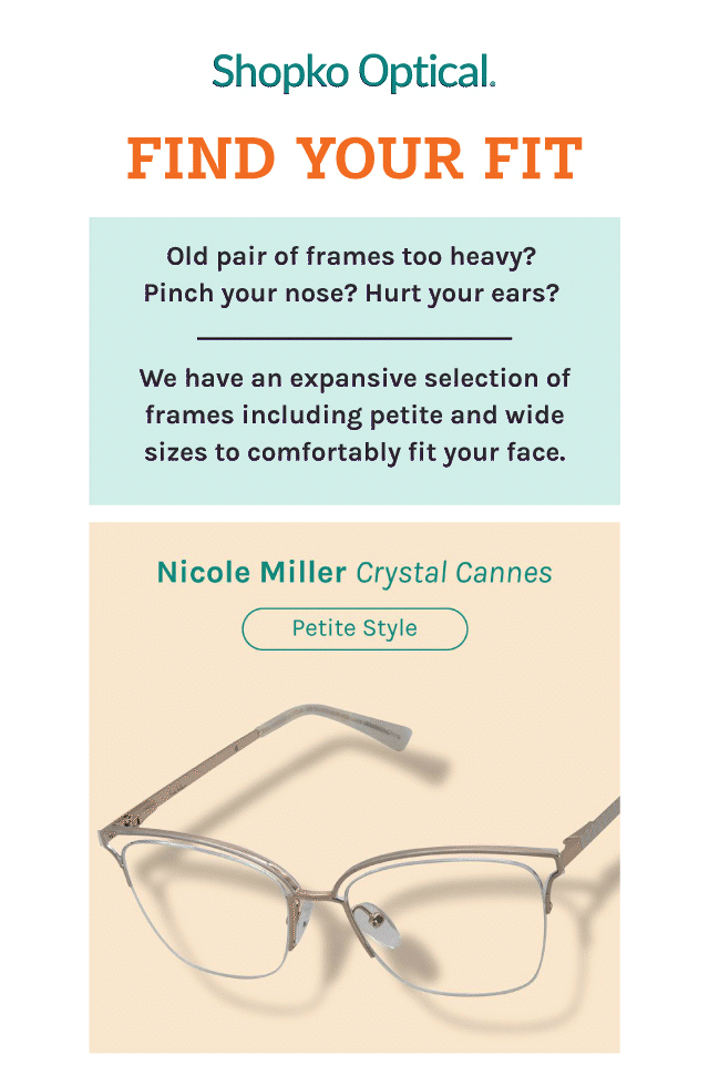 Shopko Find Your Fit Choose the Right Frames for You Milled