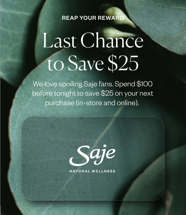 Saje Natural Wellness 25 freebie ends tonight Milled