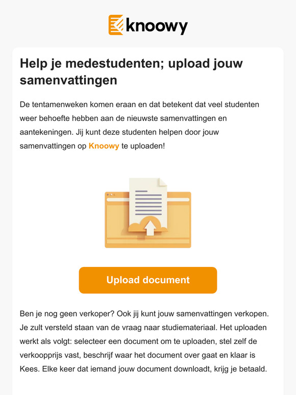 Help je medestudenten tijdens de tentamenweken - Verkoop nu je samenvattingen!