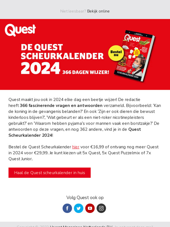 Quest Heb jij de Quest Scheurkalender 2024 al in huis? Milled