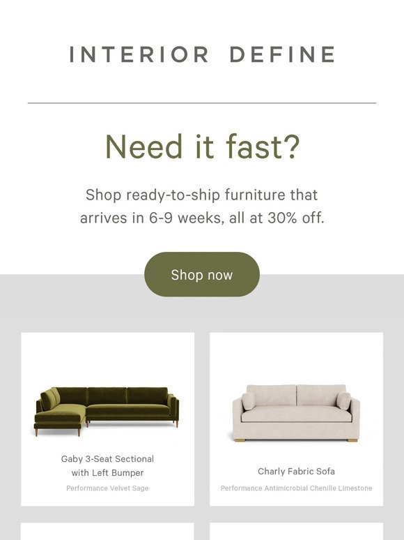 30% off in-stock furniture!