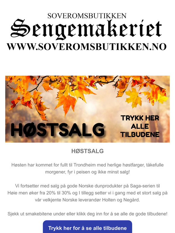 Høstsalg hos Soveromsbutikken Sengemakeriet