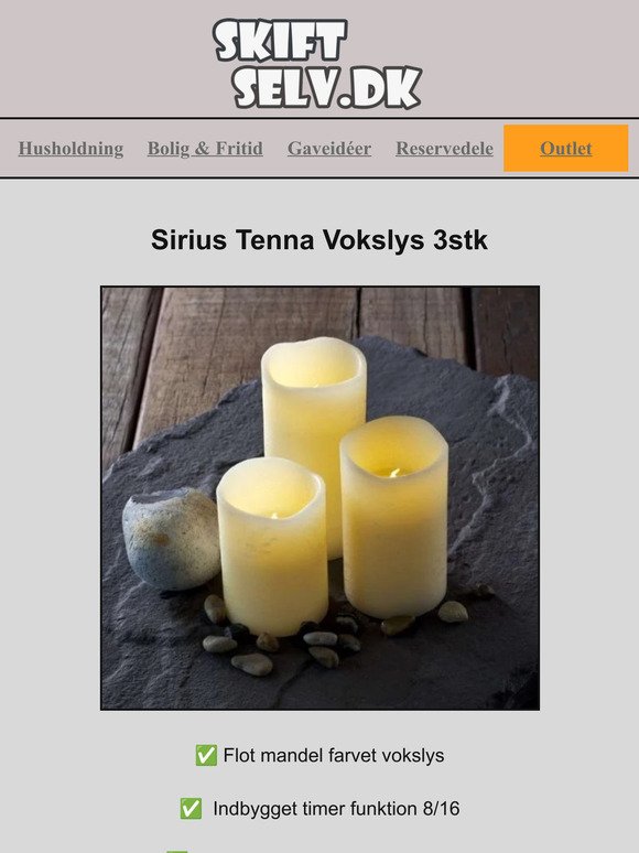 Ugens Deal: Sirius Tenna Vokslys m. LED 🕯️