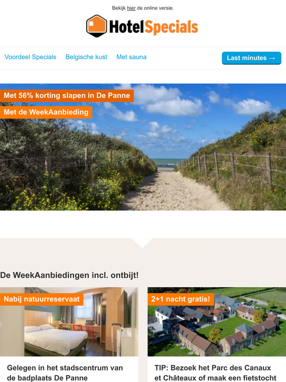 Met 56% korting hotel in De Panne