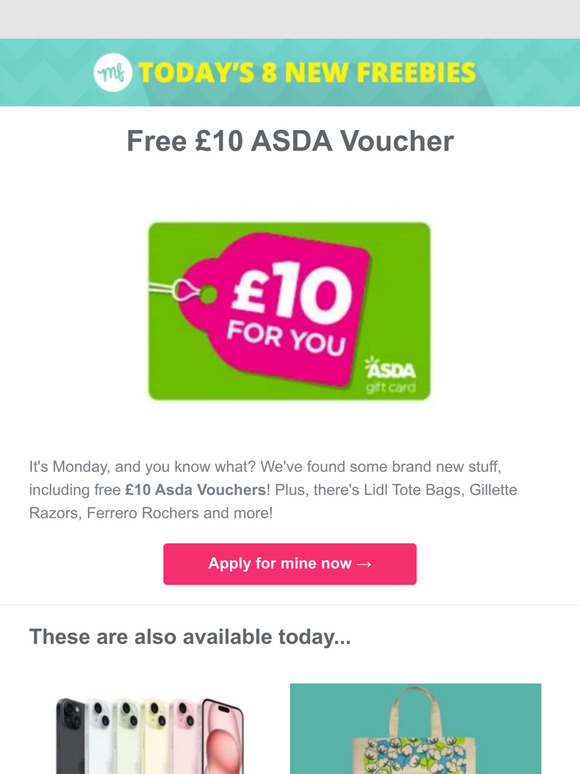 MagicFreebies Free £10 Asda Voucher Milled