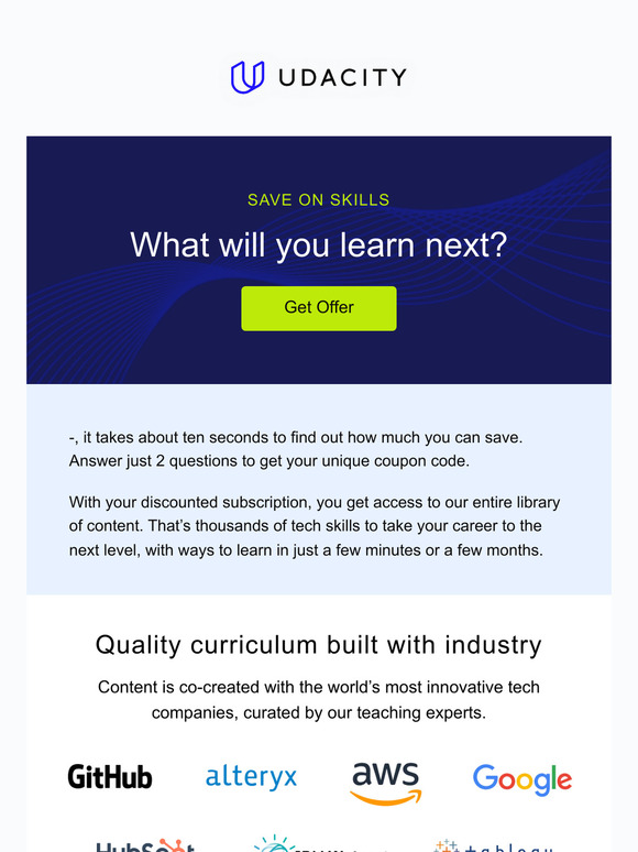 Save on 2,500+ Skills