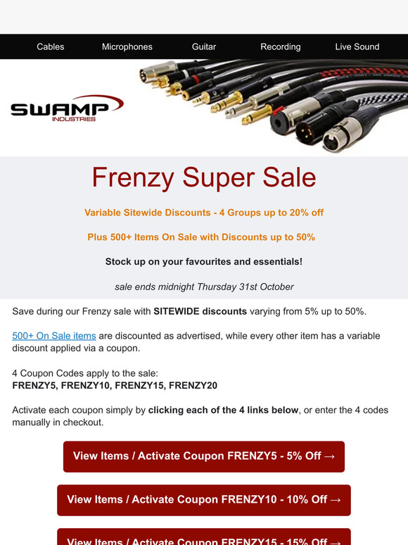 Frenzy Sale 🤑 Sitewide Discounts up to 50% Off 🎶