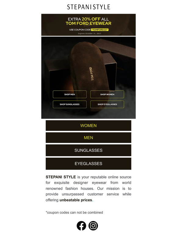 EXTRA 20% Off Tom Ford Eyewear