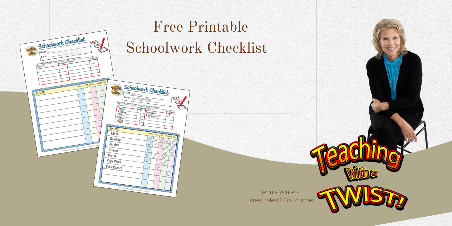 timestales: Free Printable Schoolwork Checklist 👍 | Milled