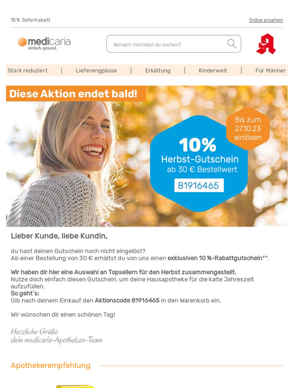 Aktion endet bald: 10 % Gutschein